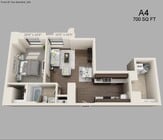 One Bed One Bath 700 sqft