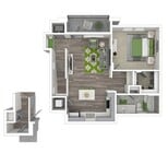 The INSPIRATION |ONE BEDROOM, ONE BATH CARRIAGE HOME, 909 TOTAL SF WITH BALCONY/PATIO