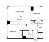 Serenity - B16 - 1.5 Beds - 1.5 Baths - 873 Sq. ft.