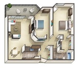 2 habitaciones, 1 baño - 983 pies cuadrados