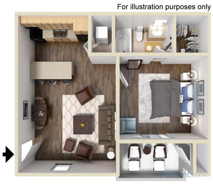 Floor Plan - 1 Bed 1 Bath Medium