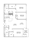3 BR x 2 BA - A | 3-Bedroom Floorplan