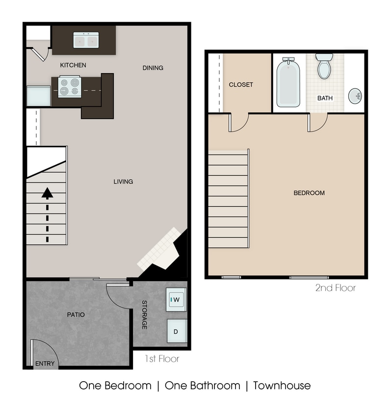 FP_VictoriaStation_1x1 Townhouse.jpg - 1 Bedroom 1 Bath Town Home with 700 Square Feet...