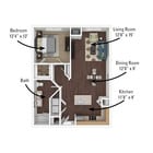 958 sq.ft- 1 bed, 1 bath