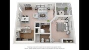A photo of our 1x1 floor plan, The Elmwood.