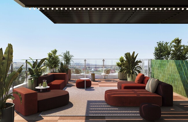 Rooftop cabanas and sky deck - The Fay San Jose Apartments