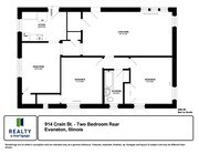 Plano de planta trasera de 2 dormitorios