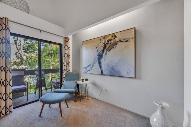 Reading nook and balcony with seating area