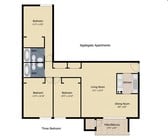 3 habitaciones/2 baños