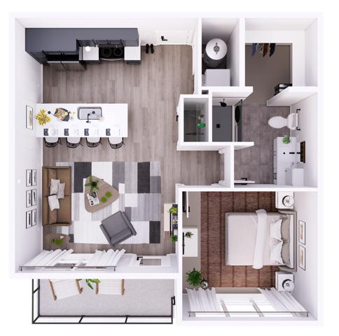 Corridor Style 1 Bedroom with 637 Square feet featuring an upgraded finishes! - Tillmore-1D
