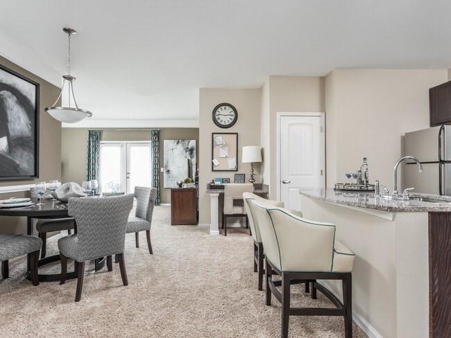 Open Kitchen with Breakfast Bar and Living Room