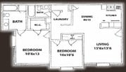 2 Bedroom 2 Bath with W/D connections