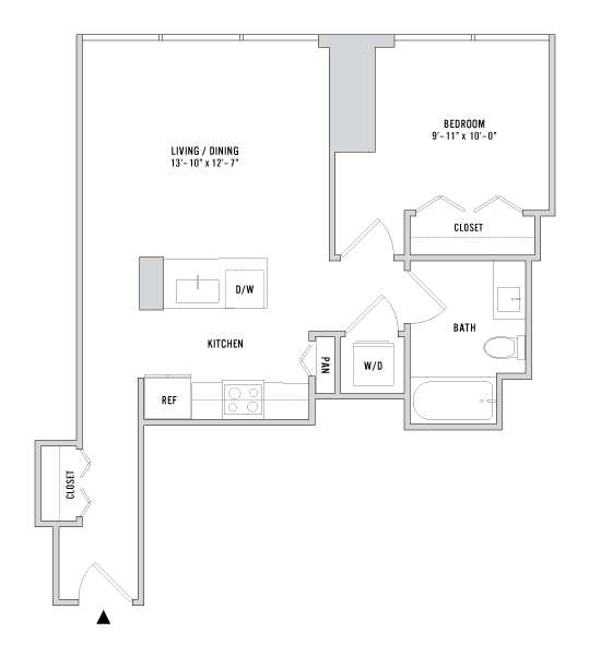 One Bedroom A-12 - 678 Sq. Ft. - Floors 3-4 - A-12