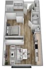 A | Estudio | Plano de planta de 1 baño Sagewell Hanover