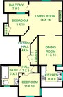 Holly Two Bedroom Floorplan