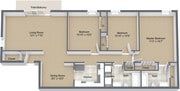3BR, 2BA - 1200 SF