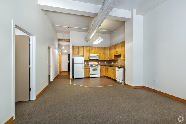 2BR, 1BA - 910SF - Living Room and Kitchen