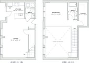 938 square foot one bedroom, one and a half bath lofted apartment home