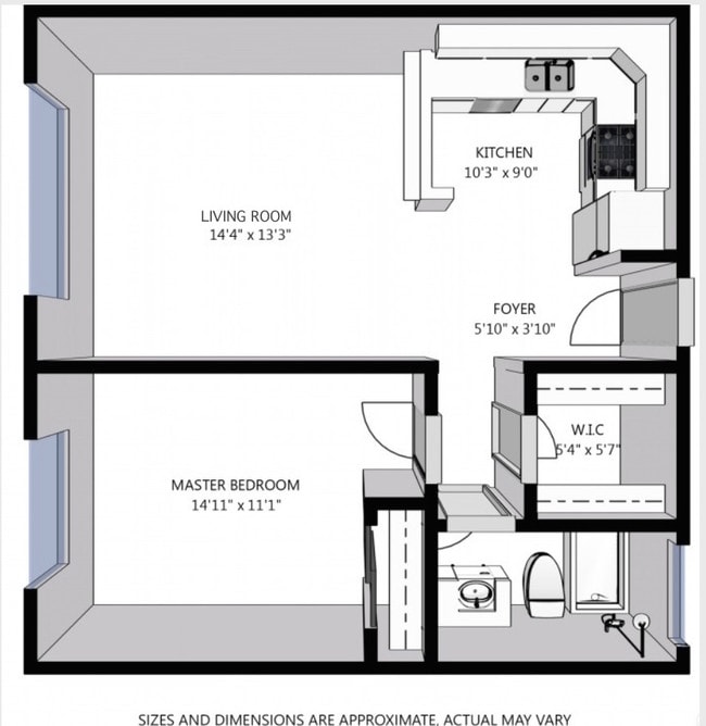 Over 650 square feet, thoughtfully laid out.