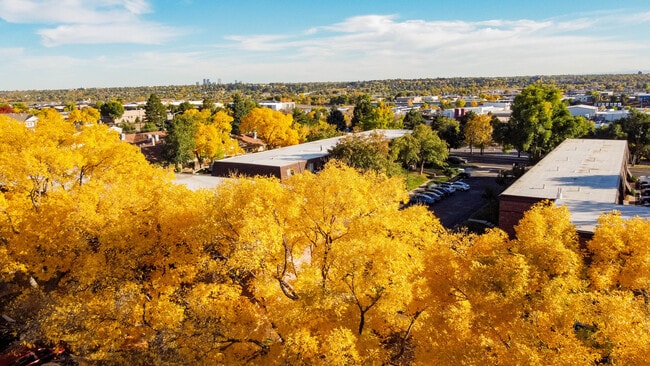 Exterior de la propiedad en otoño - Lamar Village Apartments