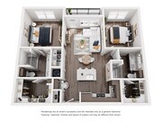 1 dormitorio/2 baños + sala de estar
