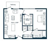 One Bedroom One Bath (717 SF)