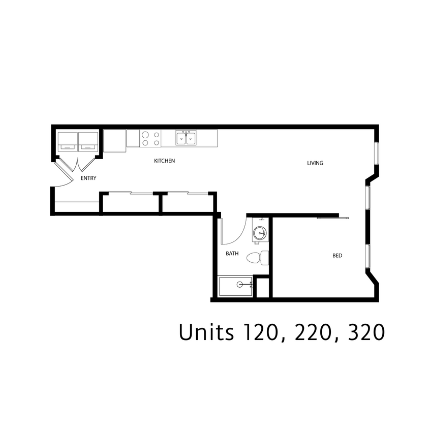 Floor Plan - 1 Bed 1 Bath - Type 9