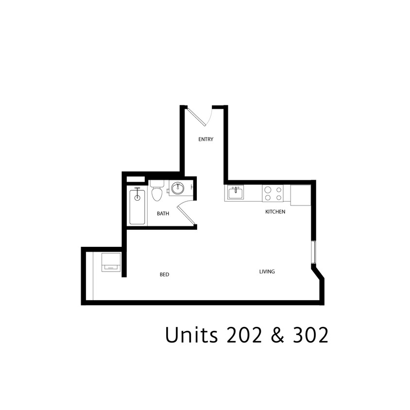 Floor Plan - 1 Bed 1 Bath - Type 7A
