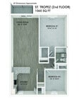 Explore the St. Tropez layout: a blend of modern design with 2 bedrooms and expansive living areas.