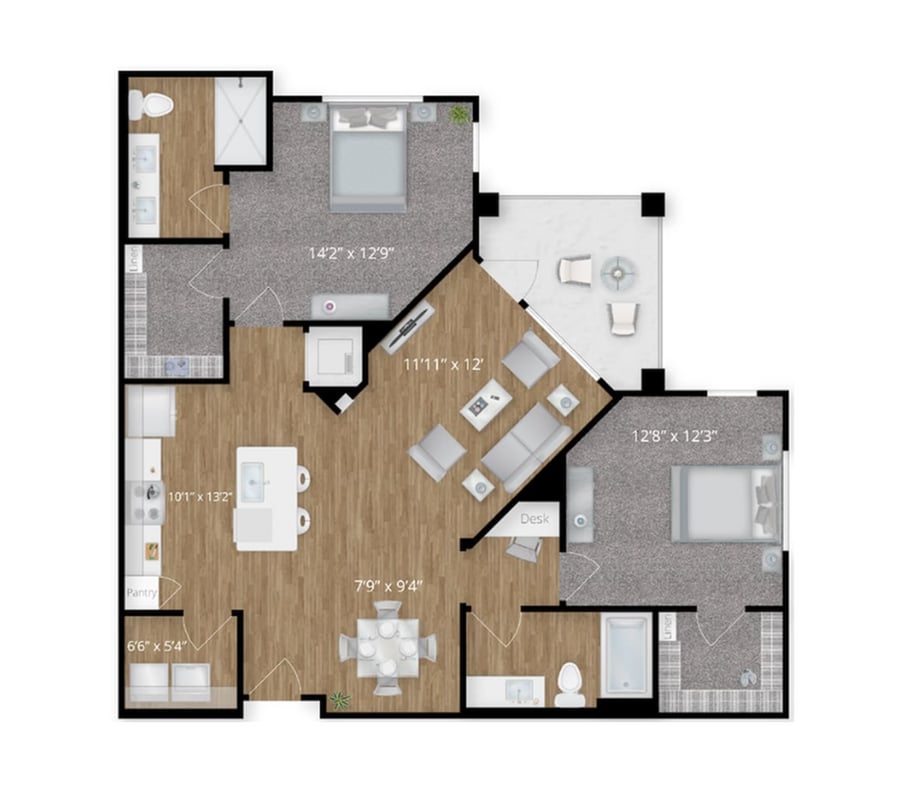 Explore this elegant apartment layout designed for modern living and optimal functionality. - B2