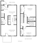 2BR/2BA 1024 sq ft