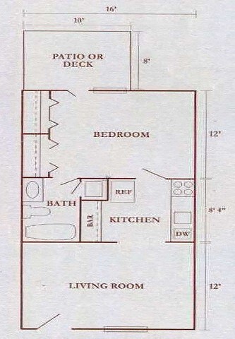 Floor Plan - 1 Bed 1 Bath