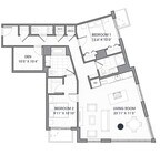 Apartamento de dos dormitorios, dos baños y medio y estudio (1357 pies cuadrados)