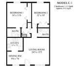 Model C1 - 2 Bedroom, 1.5 Bath