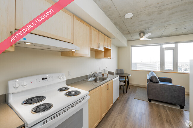 STU - 442SF - Kitchen/Living Room - The Rise on Madison - Affordable Housing Rental