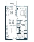 One Bedroom One Bath (757 SF)
