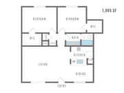 Two bedroom, two bathroom - 1,005 sq. ft.