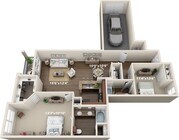 2 habitaciones | 2 baños | 1260 pies cuadrados | Garaje adjunto