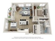 1 bed 1 bath Madison Floorplan