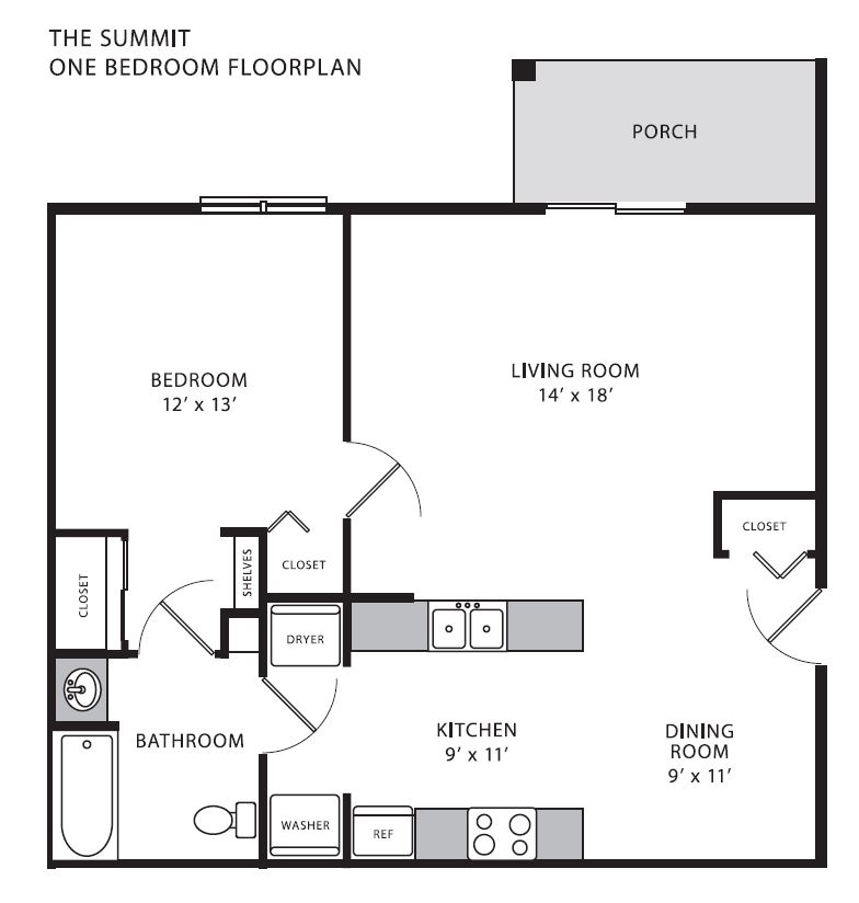 Floor Plan - 1 BDRM 1 BTH Summit
