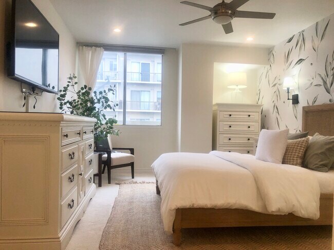Fully Furnished Primary Bedroom - 10751 Wilshire Blvd Condo Unit #1203