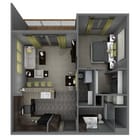 1 Bedroom 1 Bathroom Apartment Floorplan