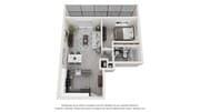 A 3D floor plan rendering of The Marian.