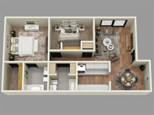 Floor Plan - 2 Bed 2 Ba Renovated