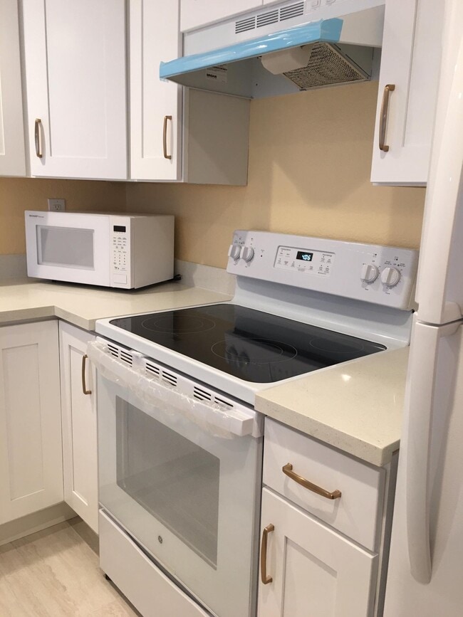 Horno de cocina con cubierta de vidrio, campana extractora y piso de baldosas fáciles de limpiar - 5318 Borneo Cir