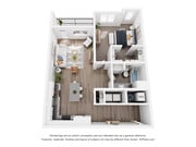 1B-Large One Bedroom One Bath 834 Square Feet