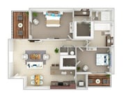 B3_2Bed_2Bath_985 Sq Ft