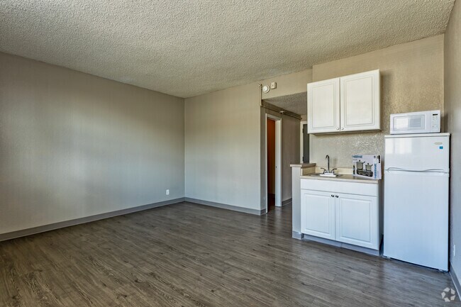 Deluxe Studio - 380 SF - Kitchen/ Living/Sleeping Area - The Que