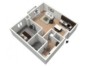 Red Eye Furnished 3D Floor Plan