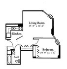1 Bedroom Plan 2, 3